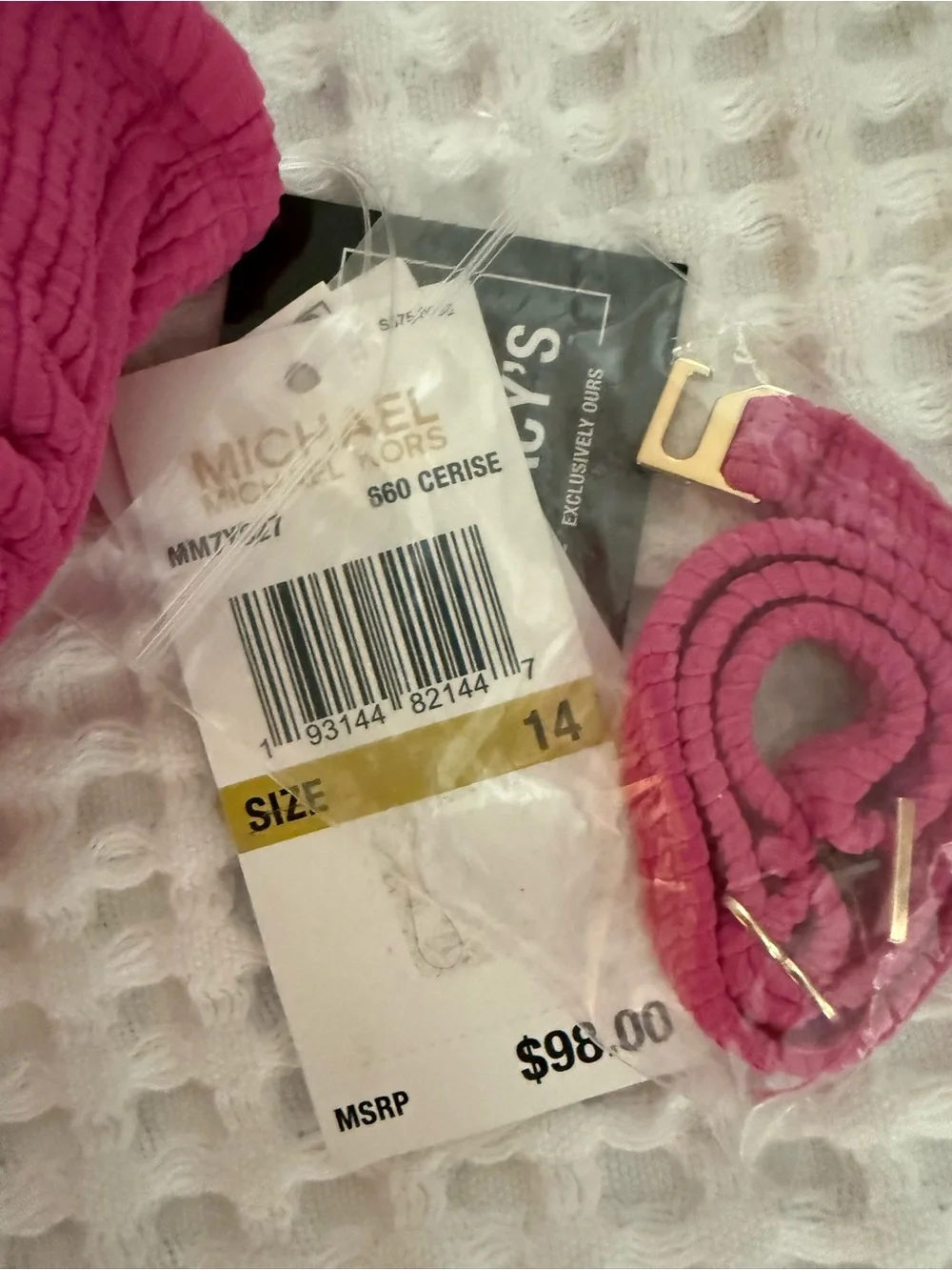 Michael Kors One-Shoulder Fuchsia Cutout Swimsuit with straps